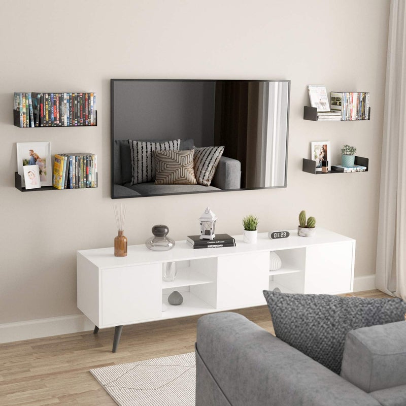 Wallniture Bali Floating Wall Mount Metal U Shape Shelf Book CD DVD Storage Display Bookcase Black Set of 2 - Image 3